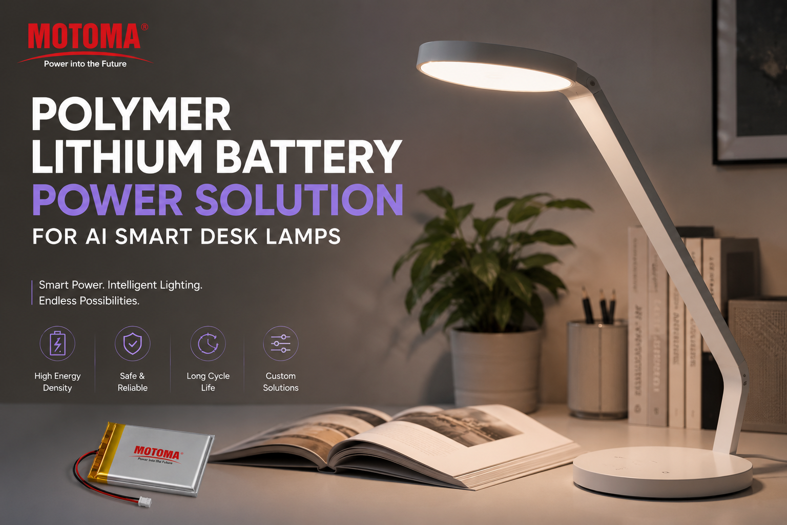 Custom lithium battery for smart desk lamp