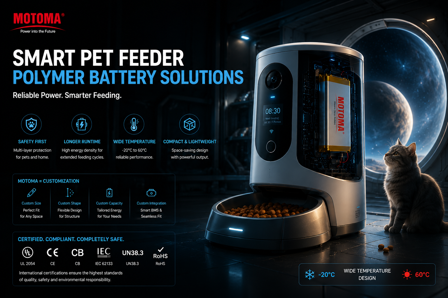 Custom lithium battery for smart pet feeder